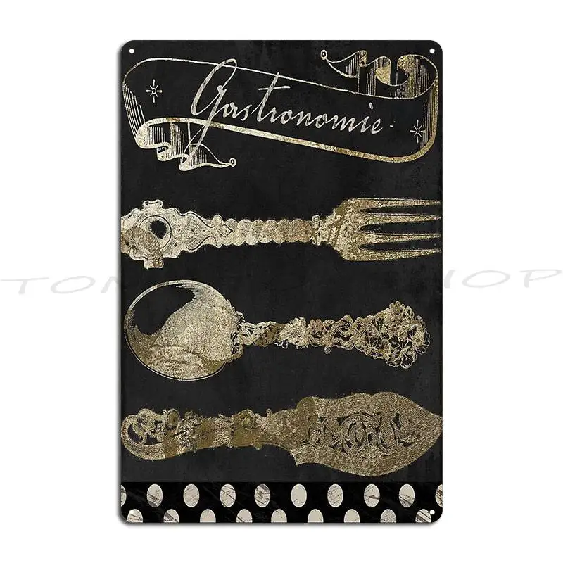 Bistro Parisienne Gastronomie Gold Metal Sign Cinema Kitchen Rusty Garage Print Tin Sign Poster