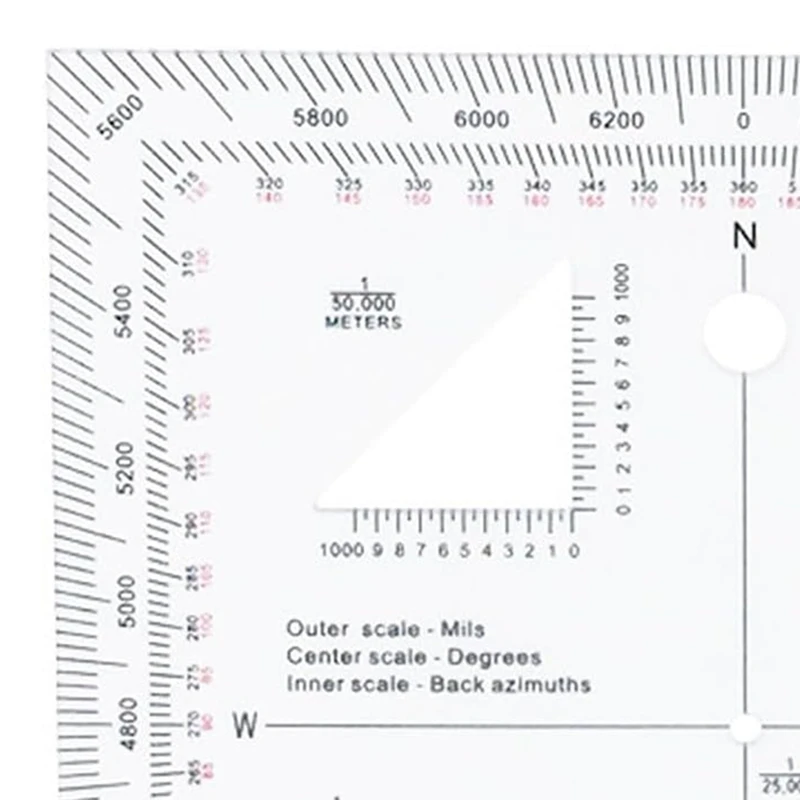 ABJI-Coordinate Scale Practical Transparent Topographical Map Scale Navigation Military Protractor