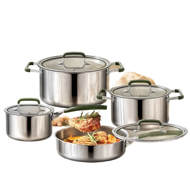 

8-Piece Classic Design Stainless Steel Cookware Set Non-Stick Kitchenware Pots & Pans Classic Kitchenware Pots