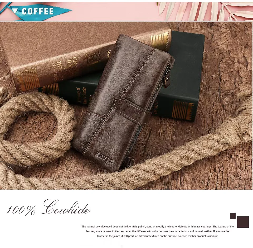 Long Wallet Women Genuine Leather RFID Card Holder Purse Luxury Brand Fashion Femal Clutch Cell Phone Bag Top Quality