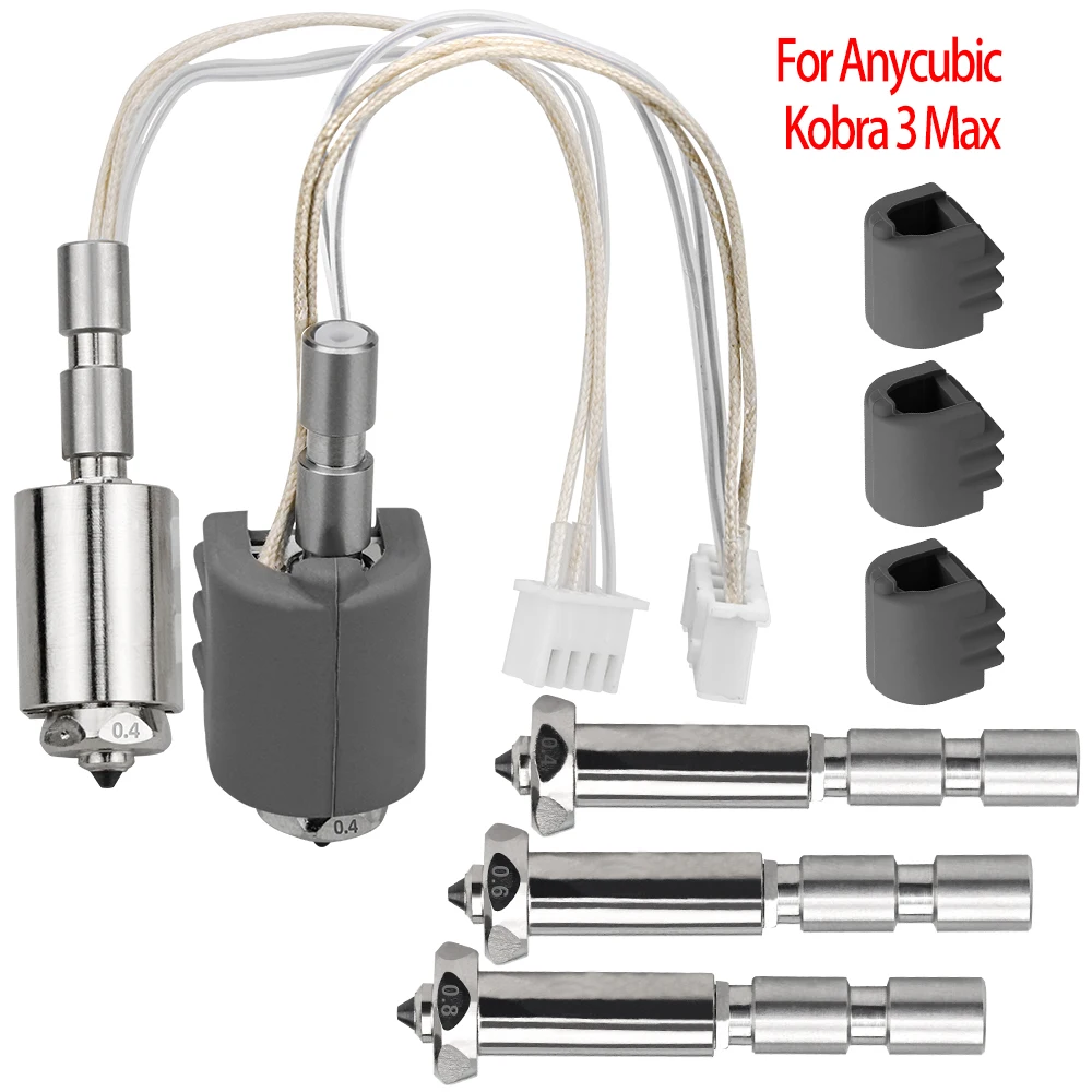 Hotend Kit For Anycubic Kobra 3 Max Integrated Bimetallic Hardened Steel Nozzle Ceramic Heating Component 3D Printer Replacement