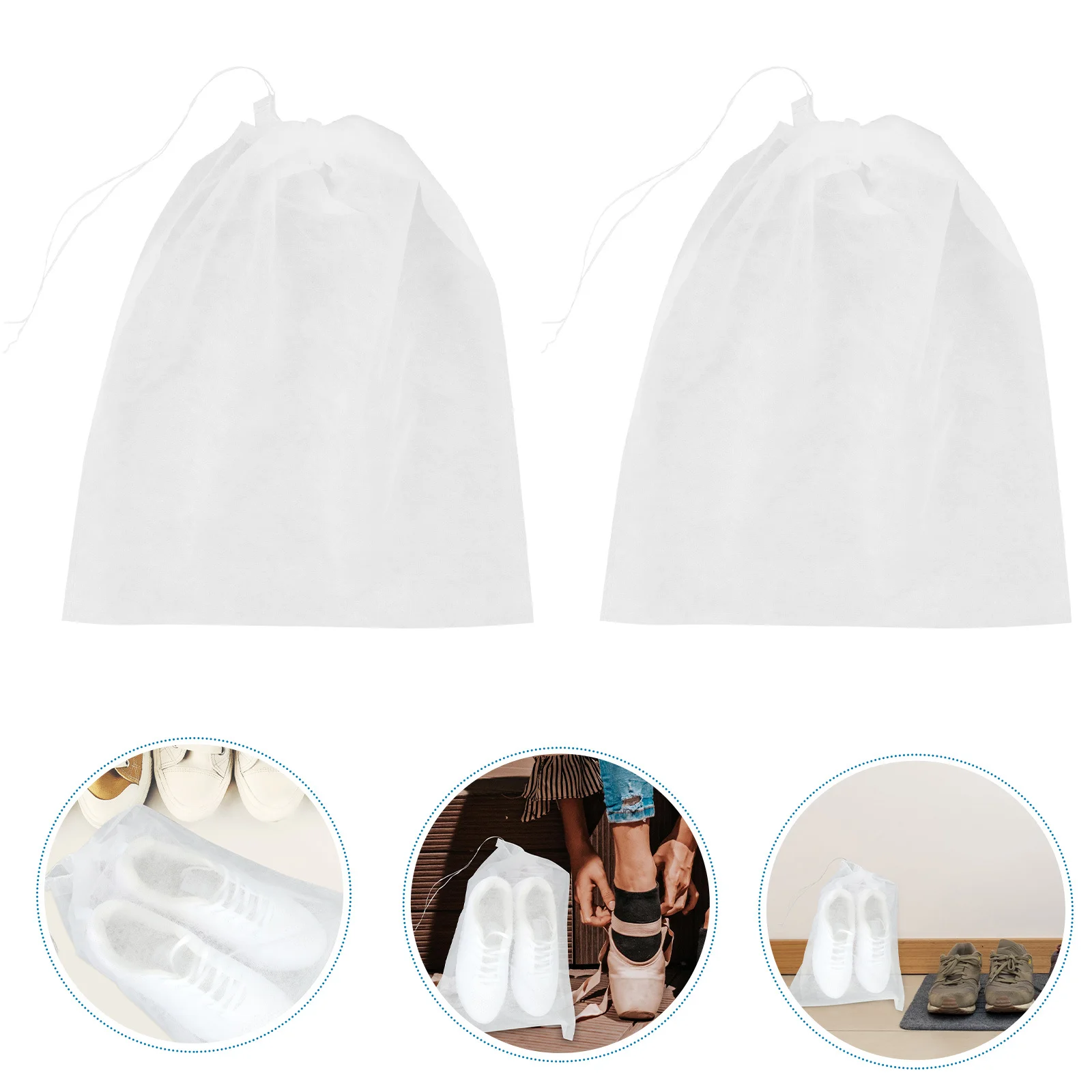 

50Pcs Shoe Bags Non Woven Cloth Drawstring Large Storage Pouch Travel Organizer Shoe Covers Protective Dust Bag