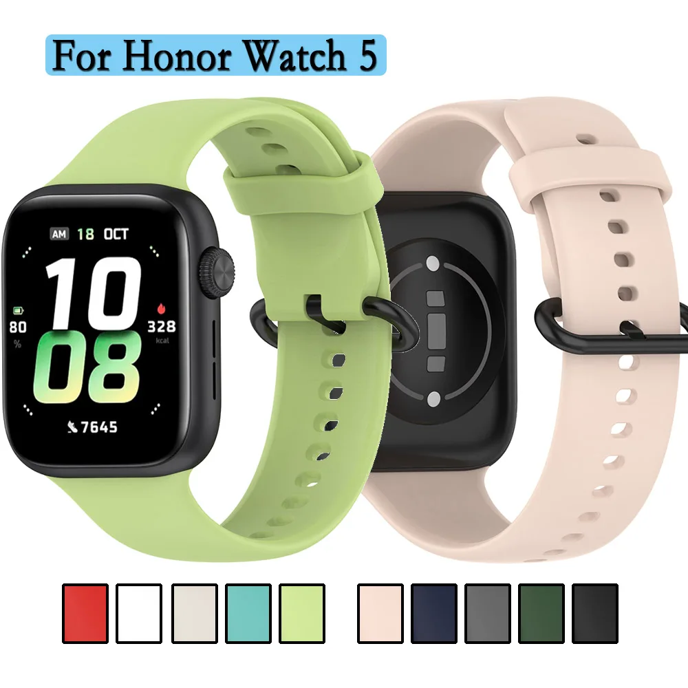 

For Honor Watch 5 Straps High Quality Soft Silicone Watchband With Black Buckle Wristband For Honor Watch 5