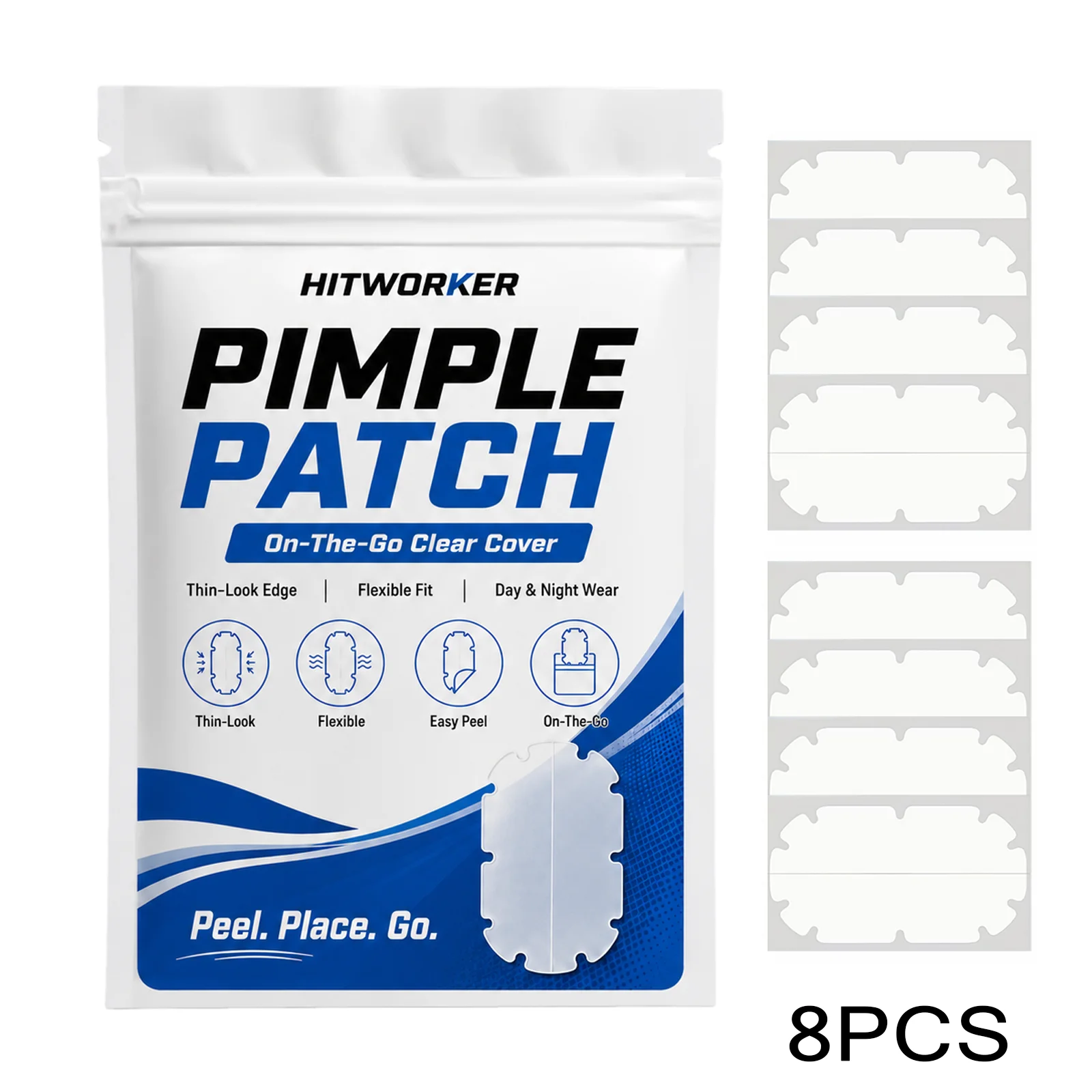 Hydrocolloid Pimple Patch - 8 patchs hydrocolloïdes pour boutons, couvre-taches