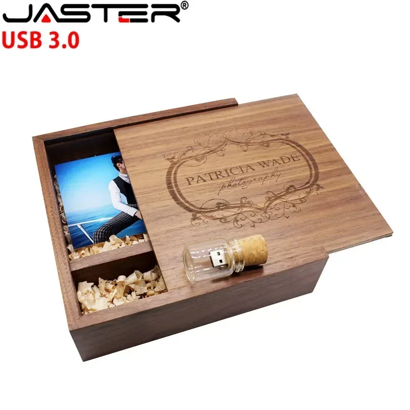 JASTER 205*205*60mm Photo Album Wooden USB + Box usb flash drive Memory stick USB 3.0 16GB free custom LOGO Photography Wedding