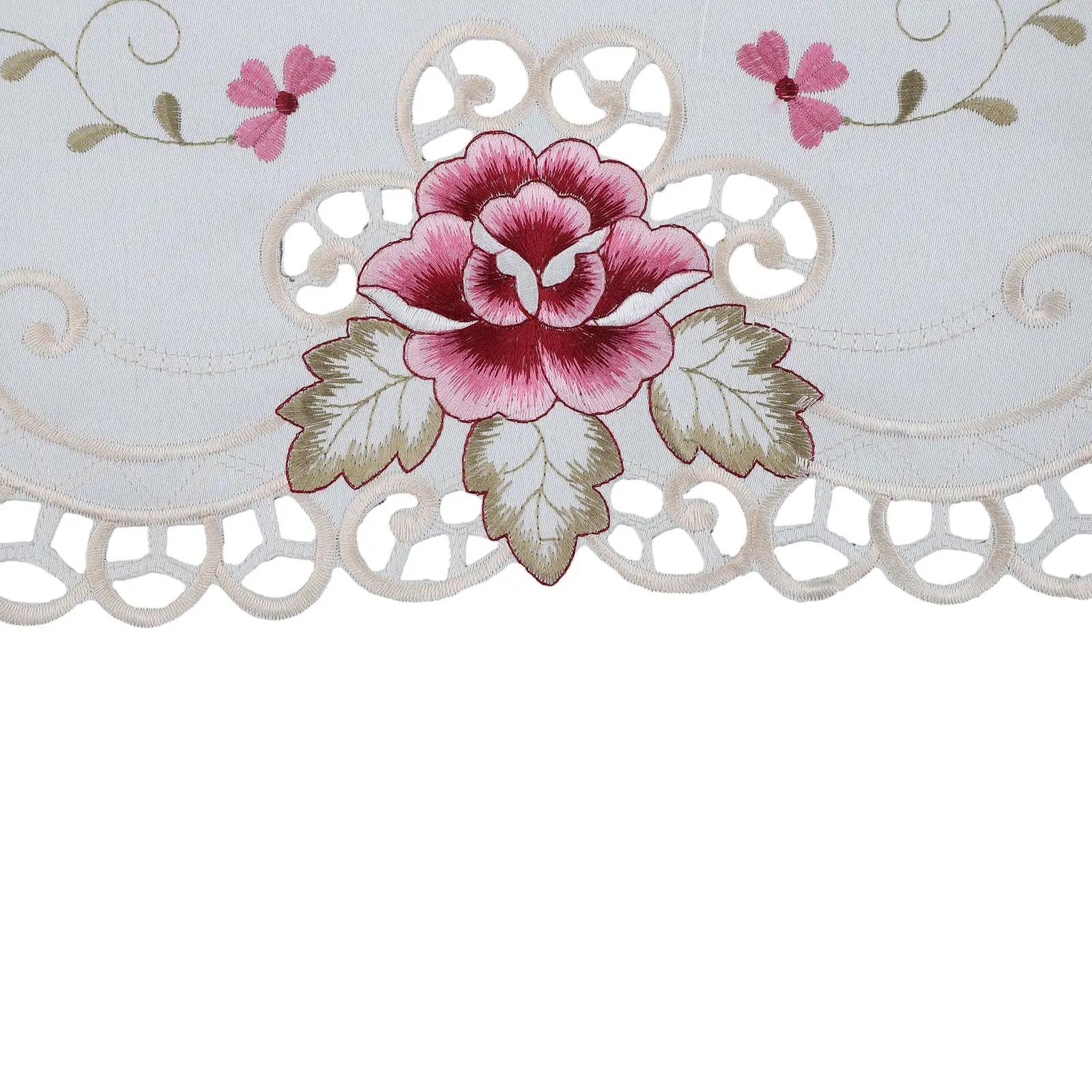Decorative White Oval Lace Tablecloth Doily with Floral Embroidery for Home Settings Special Events and Celebration Dinners