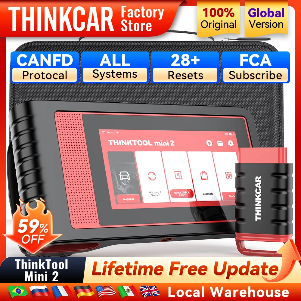 

THINKCAR THINKTOOL MINI 2 CANFD Car Scanners Auto Diagnostic Tools Automotive Obd2 Scanner 28 Resets Full System Diagnosis Free
