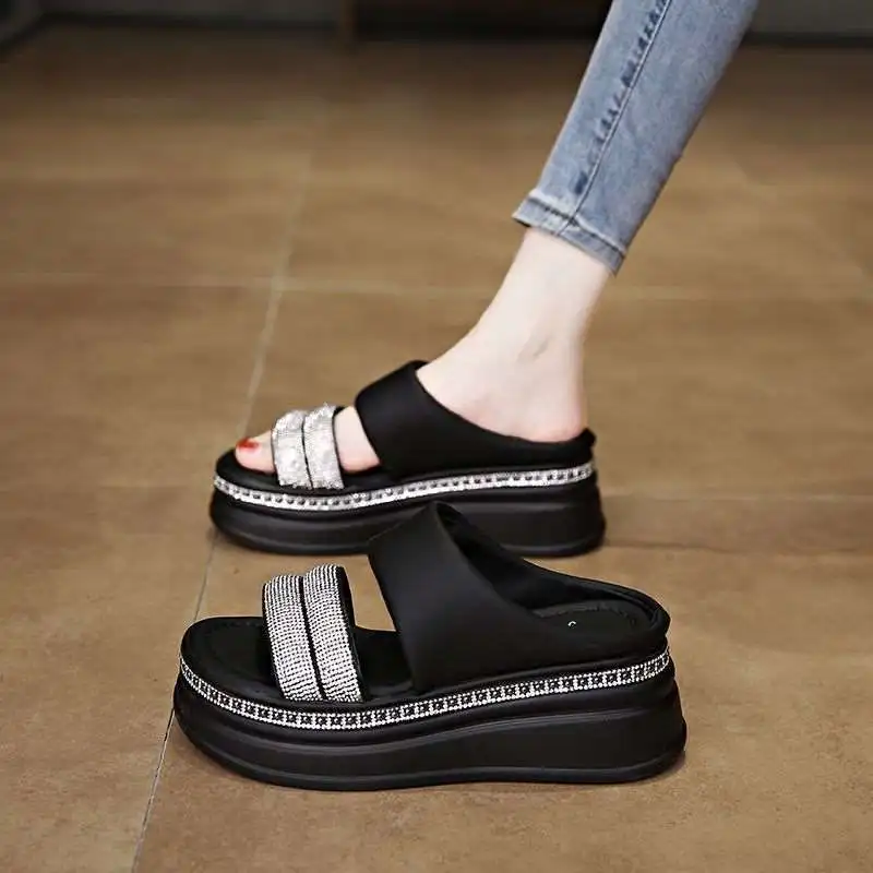

Ladies High Wedge Sandals Thick Sole Height Increasing Slip Resistant Summer Slippers Zapatos Diseñador Lujo Mujer Zapatillas