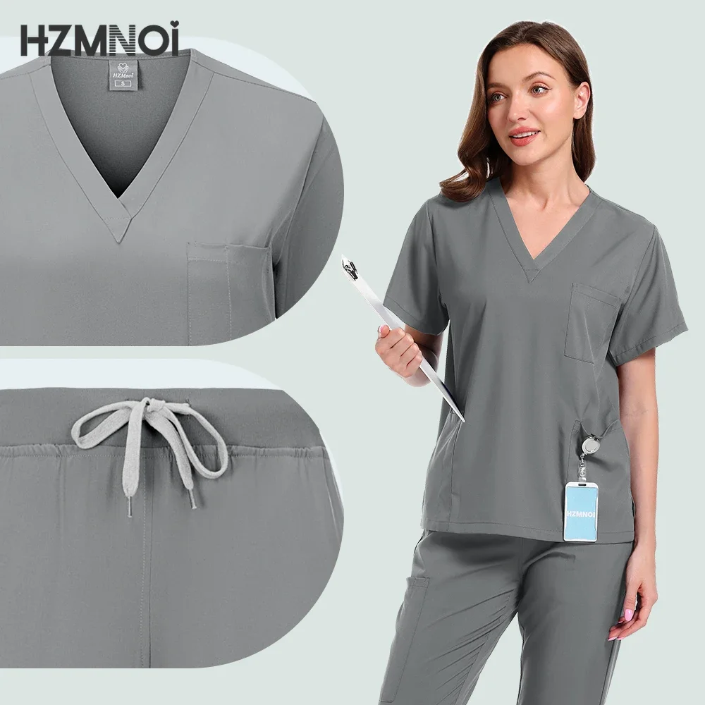 Top Sell Hospital Uniform Casual Medical Scrubs for Women Butterfly Knot Embroidery SPA Short Sleeve Nursing Scrub Uniforms Sets