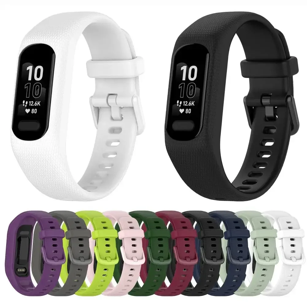 Sports Bracelet Wristband For Garmin Vivosmart 5 Replacement Metal Buckle Watch Band Silicone Strap Wrist Watchband