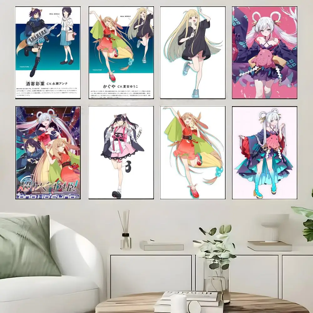 Anime C-Cosmics Princesss Kaguyas Poster  Self-adhesive Art Waterproof Paper Sticker Coffee House Bar Room Wall Decor