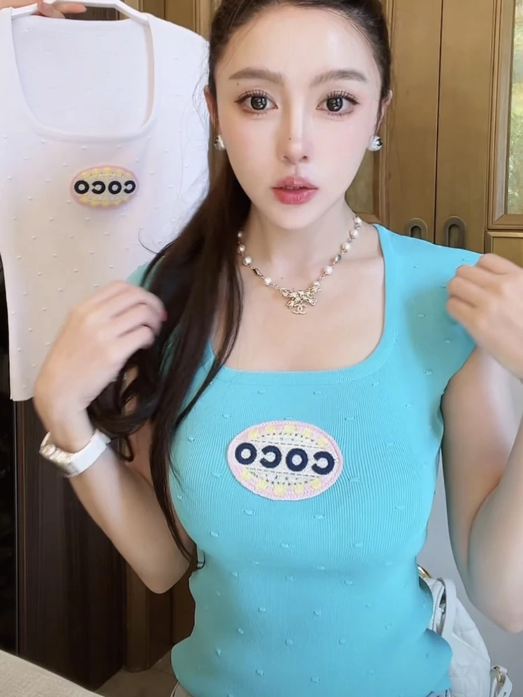 

Футболка Ice Sensation ort Sve с квадратным воротником, летняя модная женская футболка с простым принтом, облегающий крой, женский топ белого цвета, белый цвет