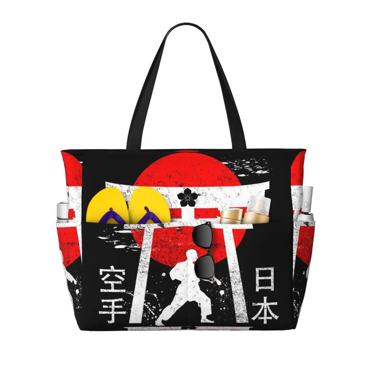 

Budo Soul Karate Spirit Martial Arts Beach Tote Bag Sport Gym Yoga Duffle Large Tote Bag Women Travel Bag Fitness bag