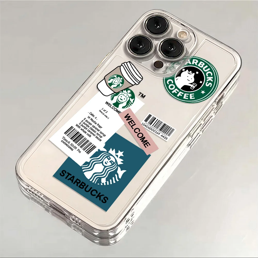 Fashion Brand PhonE CasE for IPhonE 16 15 14 13 12 11 Mini Pro Max X XR XSMax 7 8 Plus CoffEE-S-starbucks Soft TPU Back CovEr