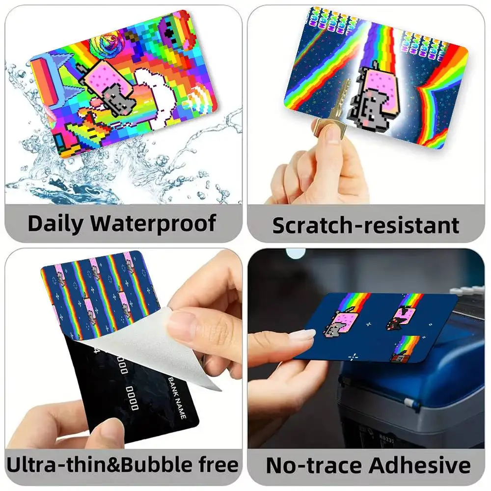 N-Nyan Cat Throw  Credit Card HD Stickers Small Chip Waterproof Sticker Game Card Decal Gift