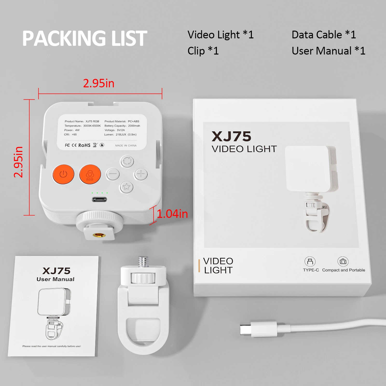 Mini RGB LED Luz de preenchimento com braçadeira, Vídeo Selfie Lâmpada, Hot Shoe Tripé, câmera, telefones, tablets, desktop, 3 cores, 3000K-6500K