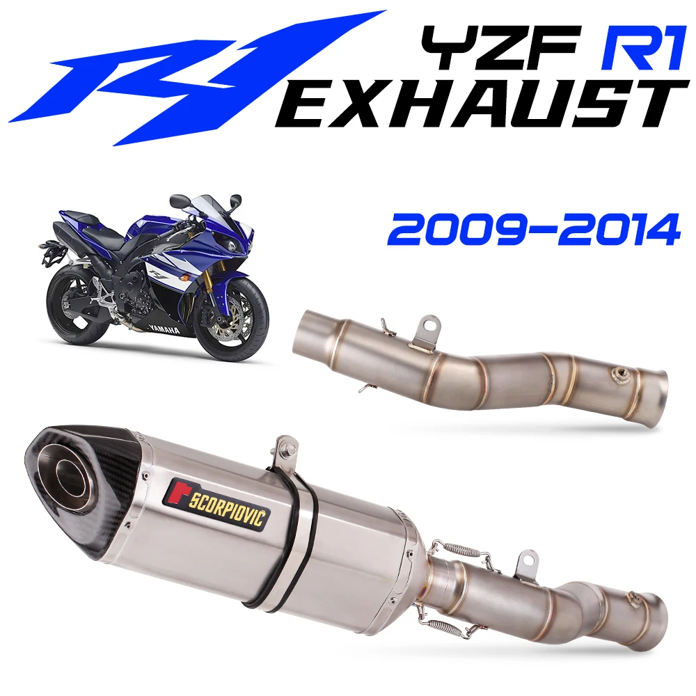 

For Yamaha R1 YZF-R1 2009-2014 Motorcycle Exhaust link pipe muffler Side Mid Middle Link connection Pipe Stainless Steel