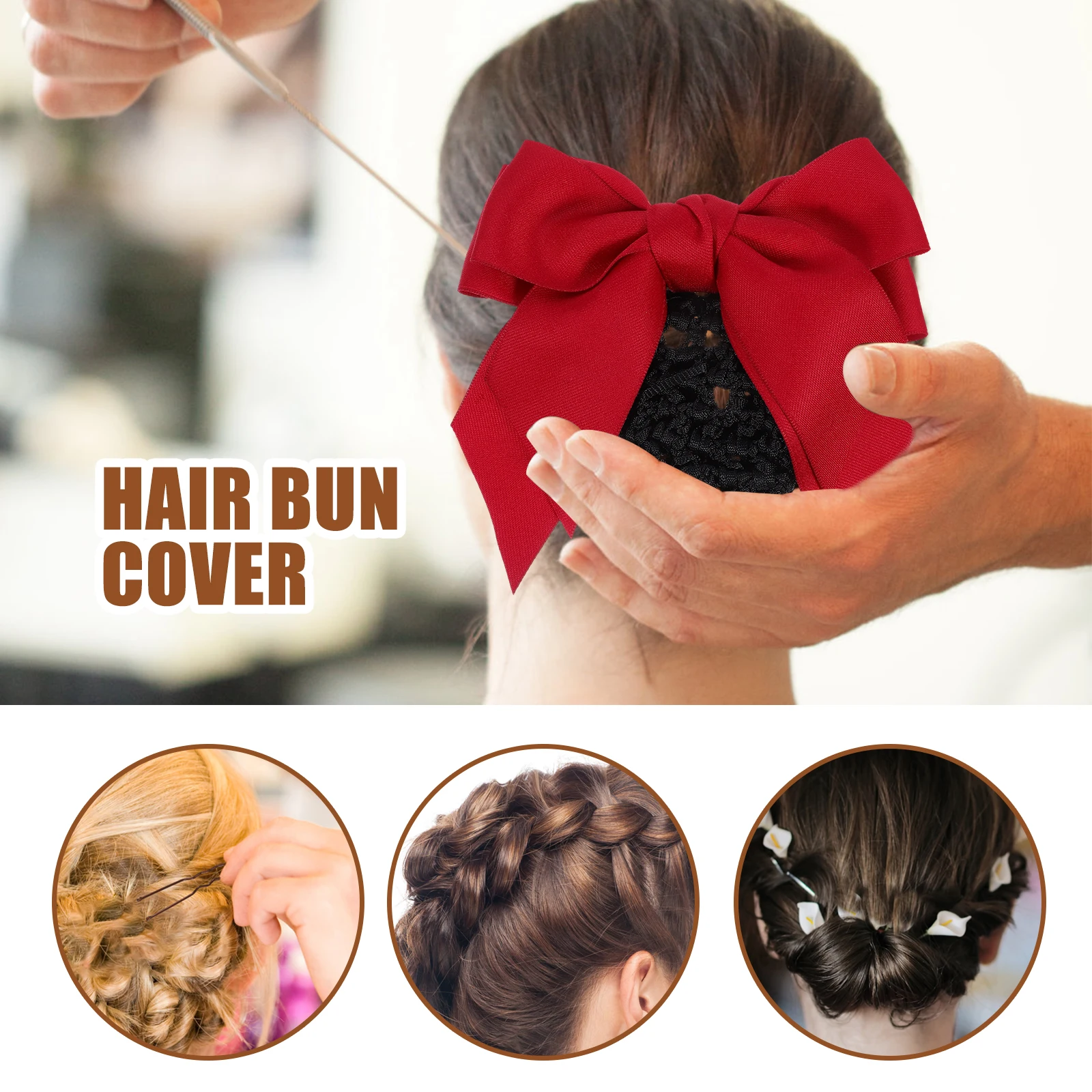 

2pcs Black Hair Bow Clips Women Styling Cute Accessories Grooming Adults Net Nurse Hair Bun Cover Barrettes Ladies Hairnet