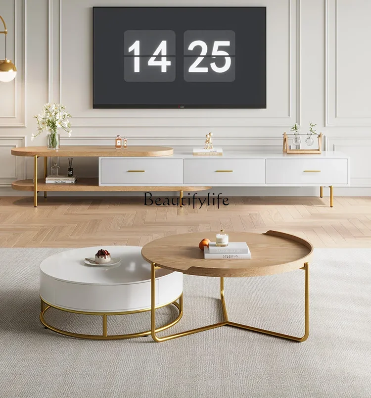 

LX*Modern simple household living room coffee table combination large capacity retractable locker