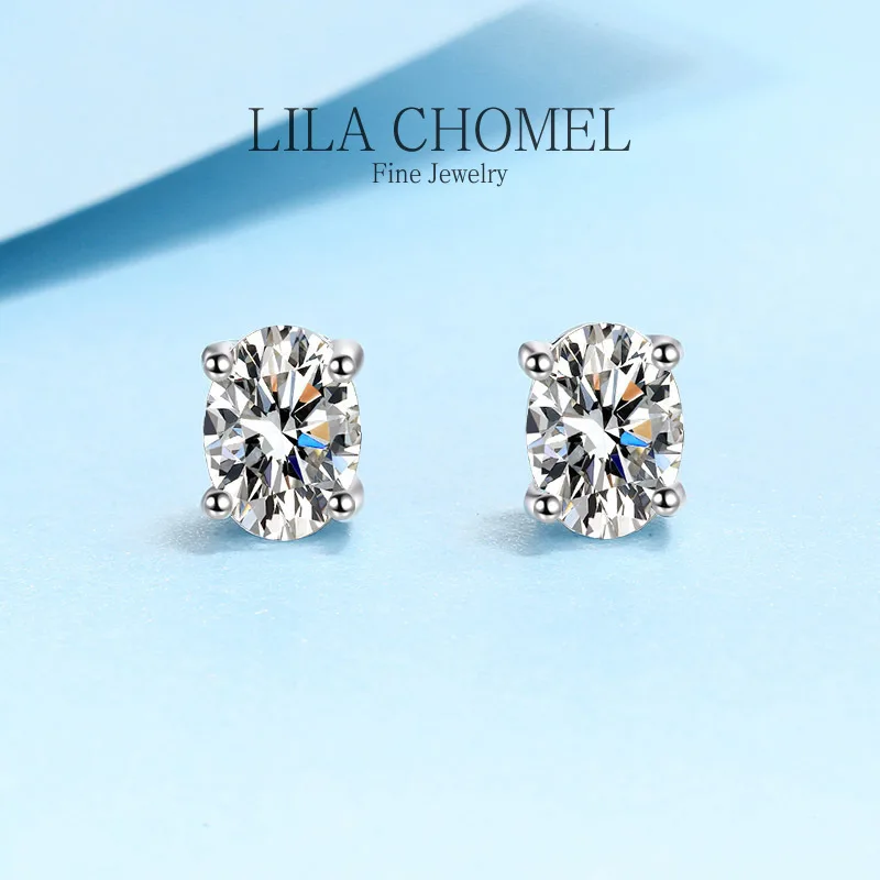 Classic PT950 Platinum female Earrings 0.5/1/2ct Oval Cut Moissanite D color Stud Earring for Women Luxury Wedding Party Jewelry