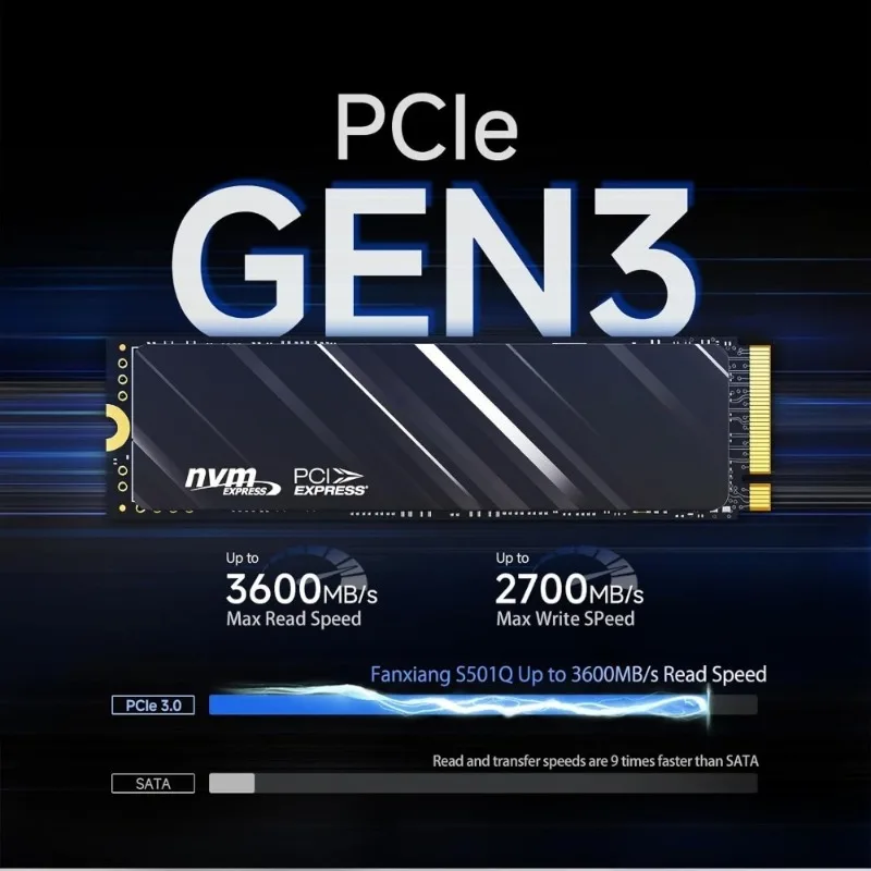 Unidad de Estado Sólido Interna NVMe M.2 SSD de 1 TB, PCIe 3.0 x4 para Computadora Portátil y de Escritorio, hasta 3600 MB/s, Caché SLC, NAND 3D