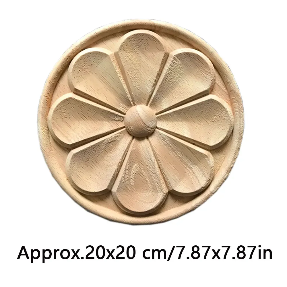 2pcs Vintage Floral Wood Decal Corner Appliques Frame Wall Furniture Woodcarving Home Decorative Wood Onlay Carved Crafts 20cm