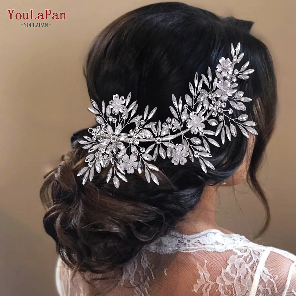 

YouLaPan Luxury Bride Headbands Silver Color Rhinestone Women Hair Pieces Wedding Party Hair Accessories For Bridesmaids HP289