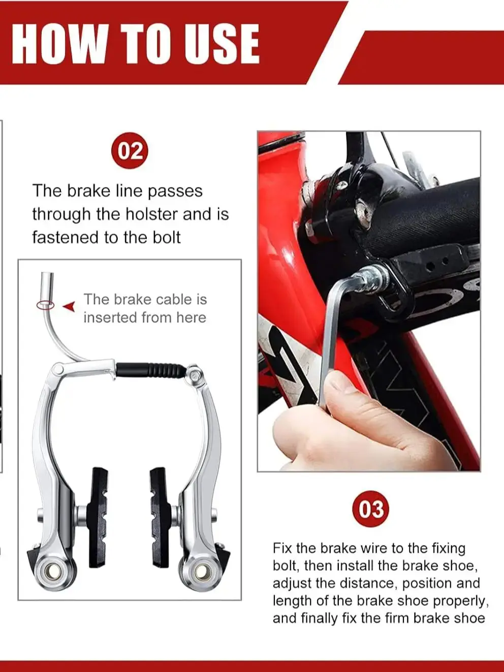 AliExpress NONE MTB Bike V Brake Caliper Set AL Mountain Bicycle BMX Cruiser Linear Pull Braking Clamp Set With Brake Pads and levers Silver