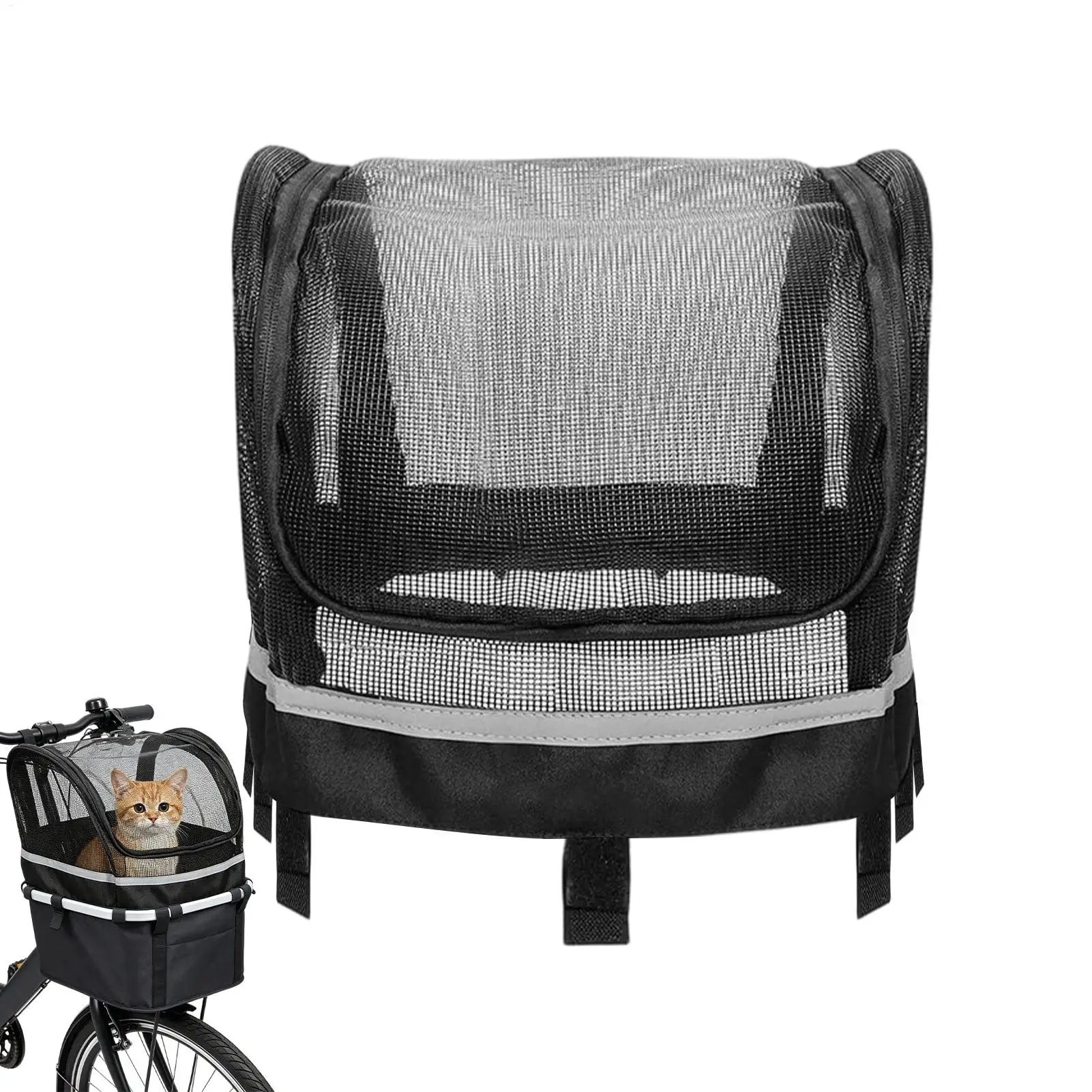 Bike Dog Basket Pet Bicycle Handlebar Carrier with Window Reinforced Pet Bicycle Basket For Daily Outdoor Pet Travel Accessory view 2