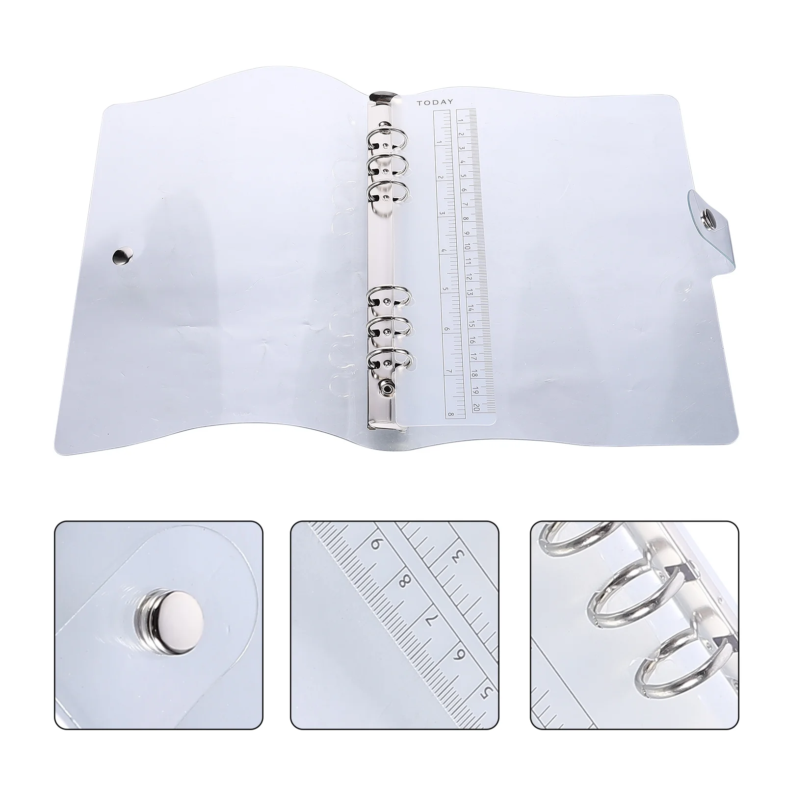 2pcs A5 Clear Pvc Notepad Cover Binder Snap Closure Waterproof For Office Supply Notebook Folder Cover Planner Binder Handbook