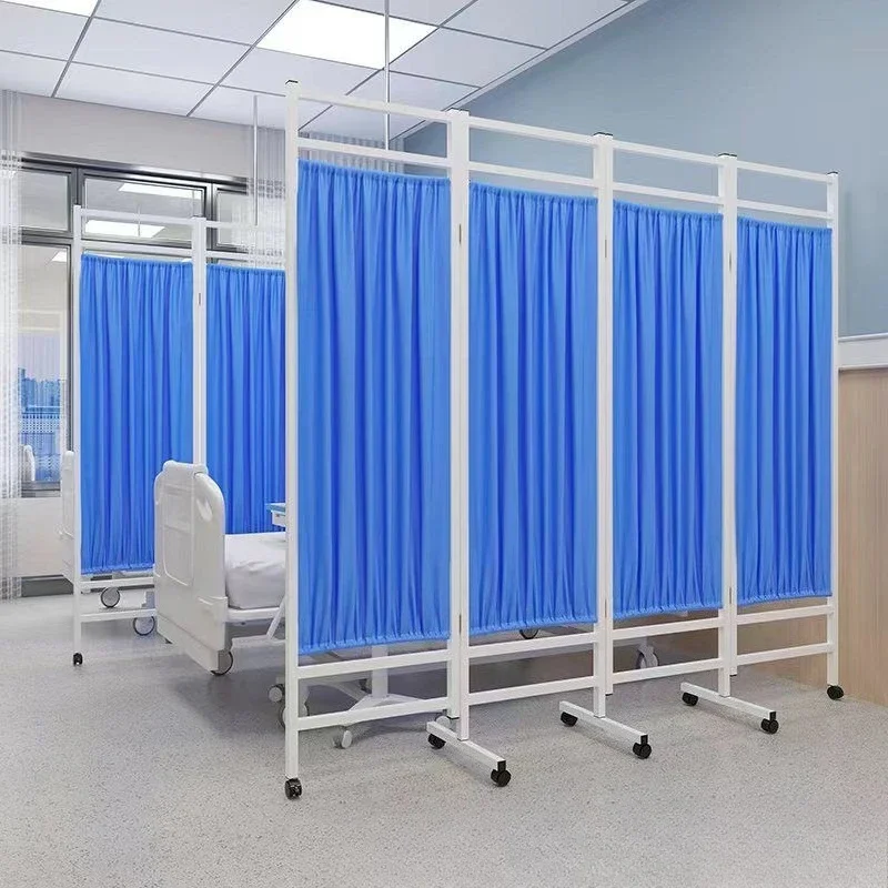 Medical screen hospital iron fabric medical partition folding screen clinic clinic beauty push-pull mobile folding pulley