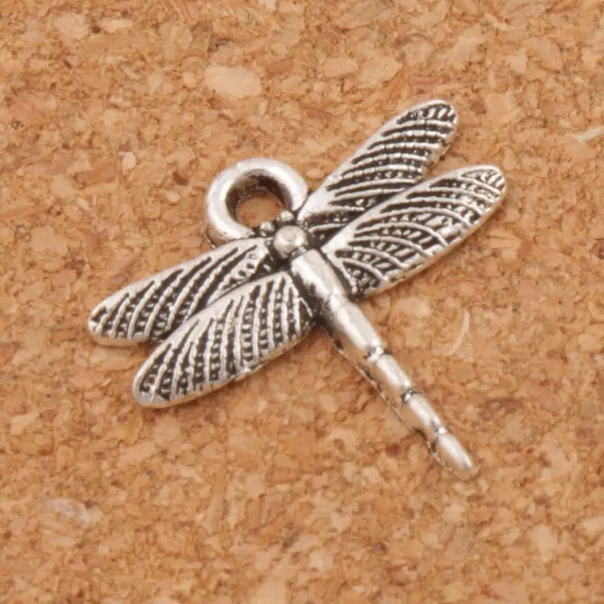 50pcs Airfoil Flying Dragonfly Charm Beads Pendants 16.6x16.2mm Zinc Alloy Fit Bracelets Necklace Earrings L968