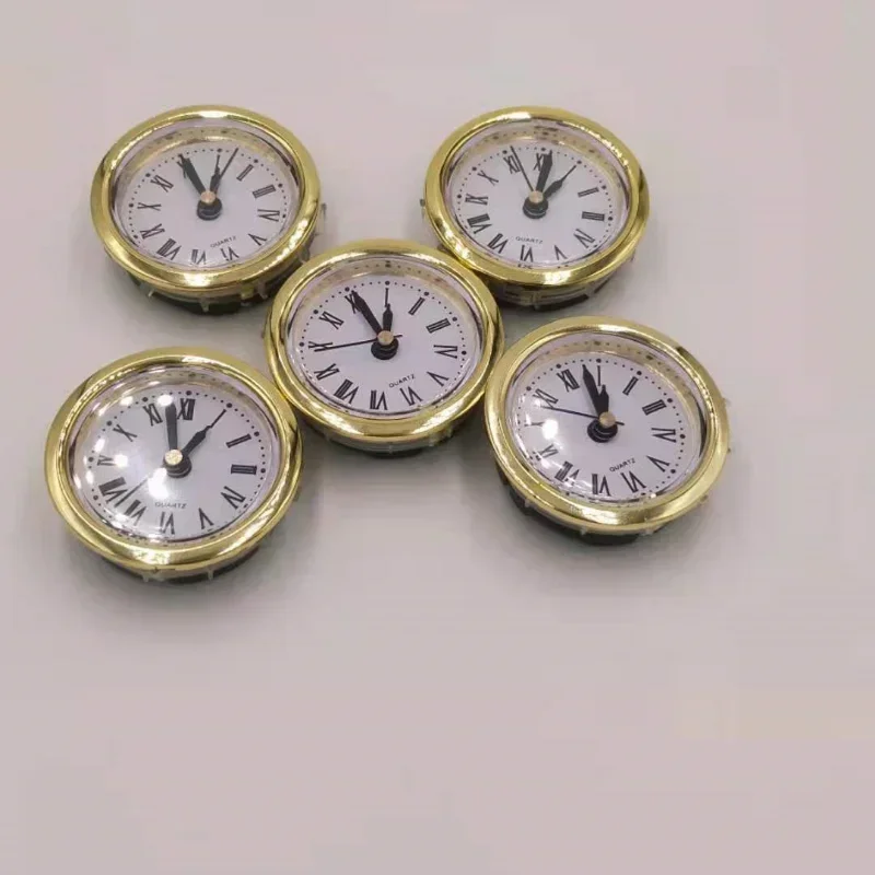 1PCS Gold Rim Diameter 50MM Insert Quartz Clock for Built - in Insert Clock Head DIY Desk Clock Mechanism