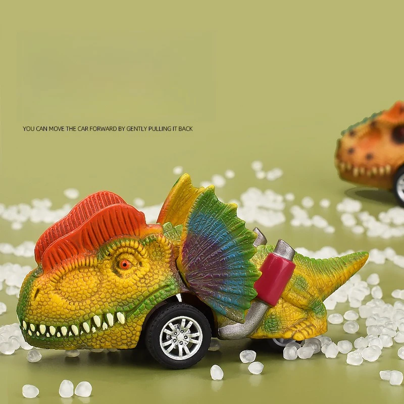 สมจริงมินิไดโนเสาร์ T-Rex ดึงกลับรถแข่งยางสนุกของเล่นเด็กที่มีสีสัน Dino-Temed Cars รถแข่ง Cool Stuff