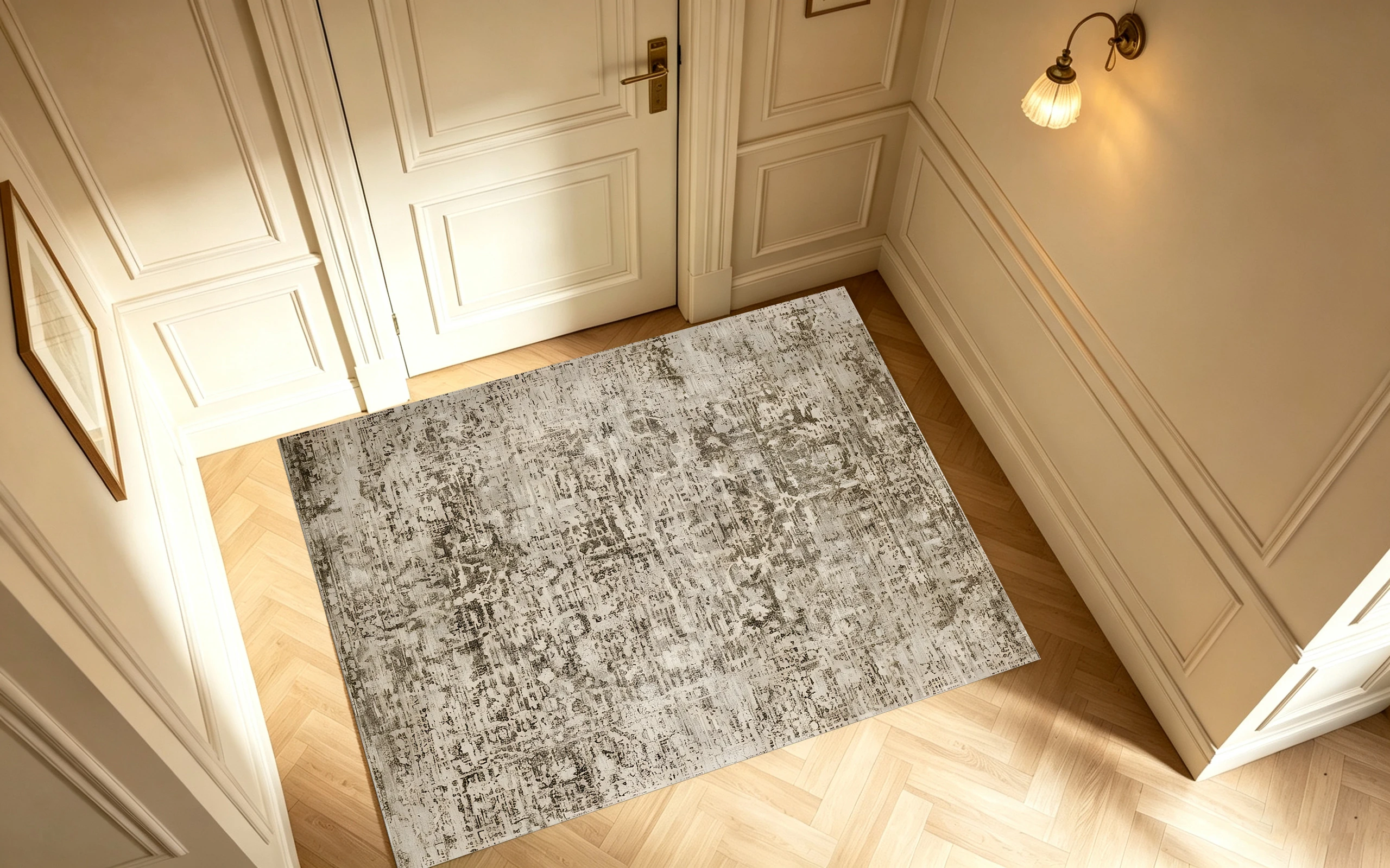 2D Large Rug, Light Brown Retro Pattern, Luxurious, Soft & Skin-Friendly, for Living Room & Bedroom, Enhances the