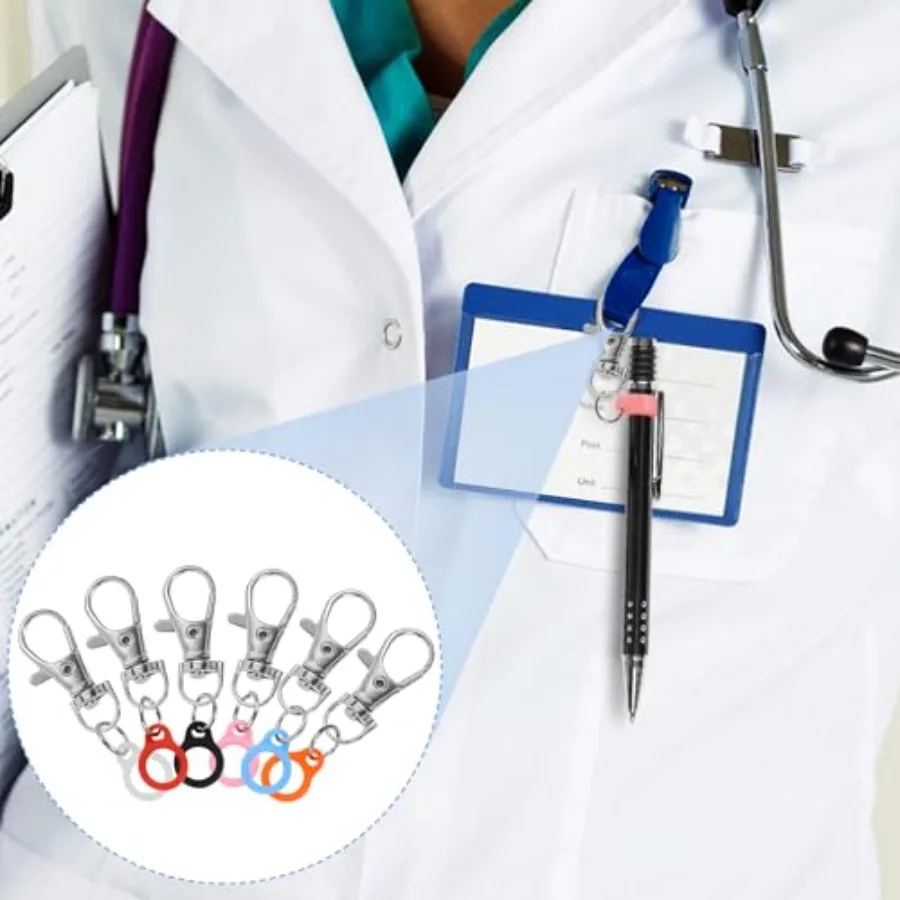 6PCS Retractable Pen Holders - Clip on Pens for Badge Reel Perfect Pen Holder for Lanyard, Nurses, and X-ray Marker Holder