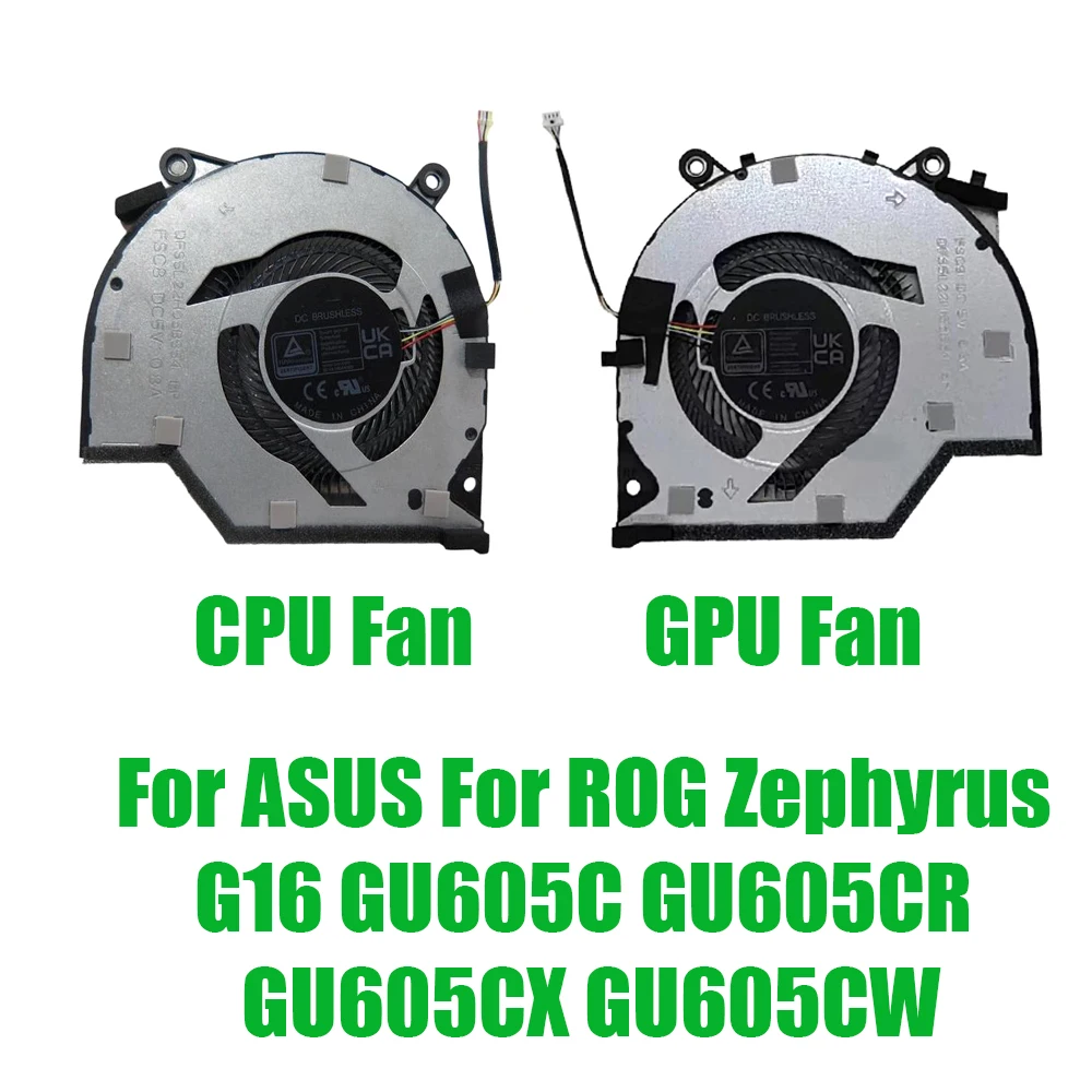 For ASUS For ROG Zephyrus G16 GU605C GU605CR GU605CX GU605CW DC5V Replacement Laptop CPU GPU Fan