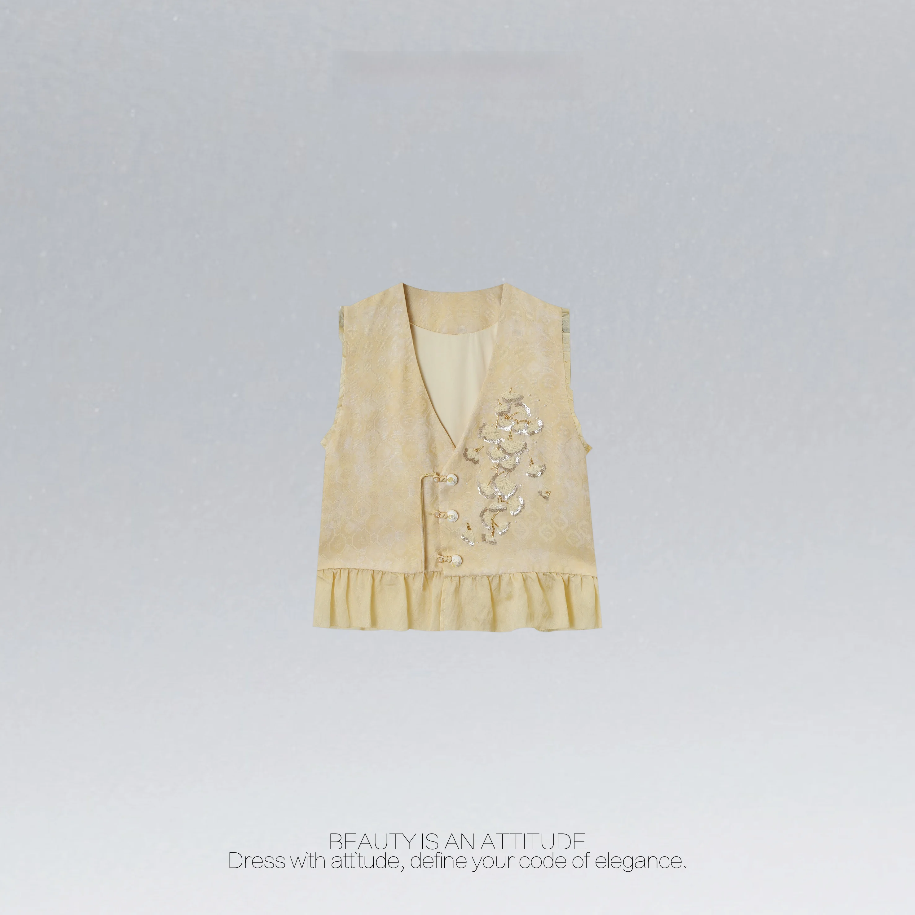 

Ретро-блузка-жакет в китайском стиле с вышивкой и V-образным вырезом, роскошная минималистичная шелковая модель, женская мода, весенняя коллекция 2026