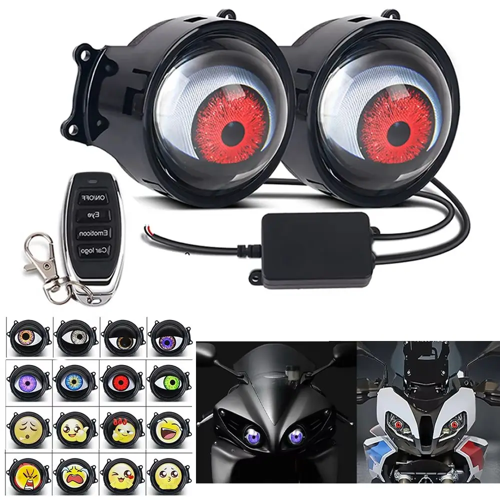 1 Pair Devil Eye Motorcycle Headlights Cool Decoration Dynamic LED Light  Assembly Modified Eagle Eye Light Moto Accessory