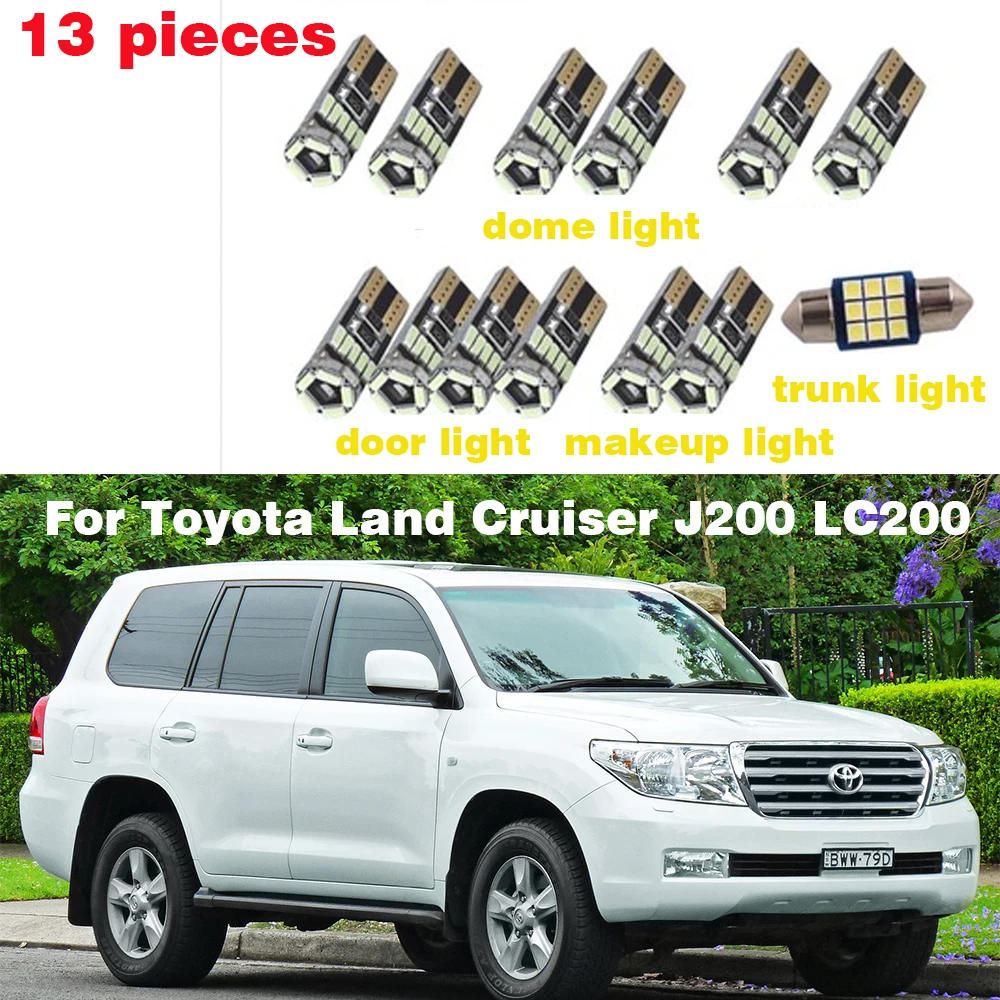 

For Toyota Land Cruiser J200 LC200 V8 Lexus LX 2008~2021 Car Night Interior Dome Roof light LED Trunk Reading Lamp Canbus Bulbs