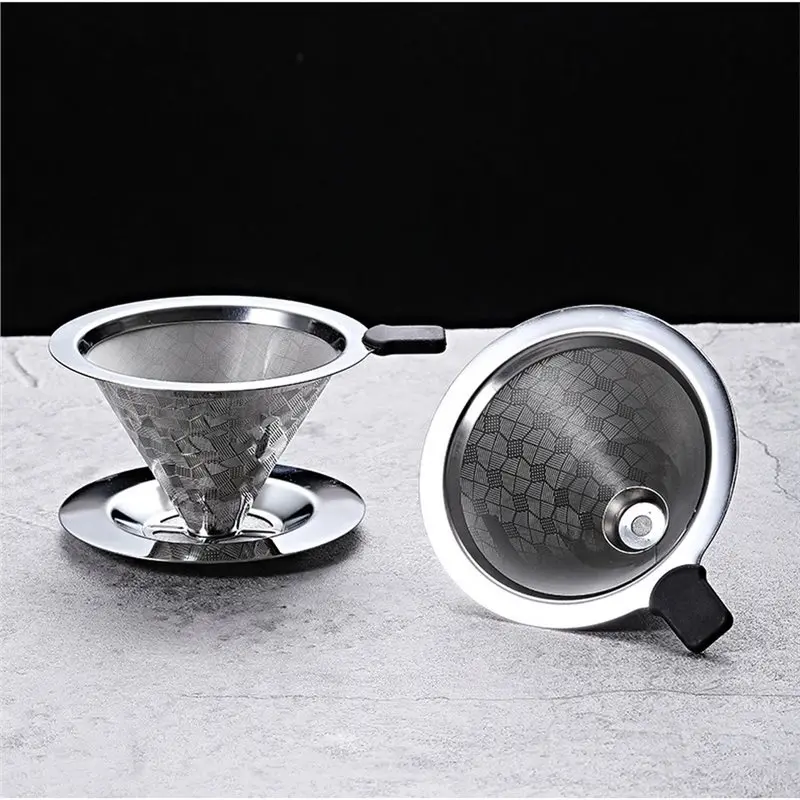 ABZL Stainless Steel Pour Over Coffee Dripper Single Serve Filter Cup For 1-2 Persons Featuring Integrated Stand