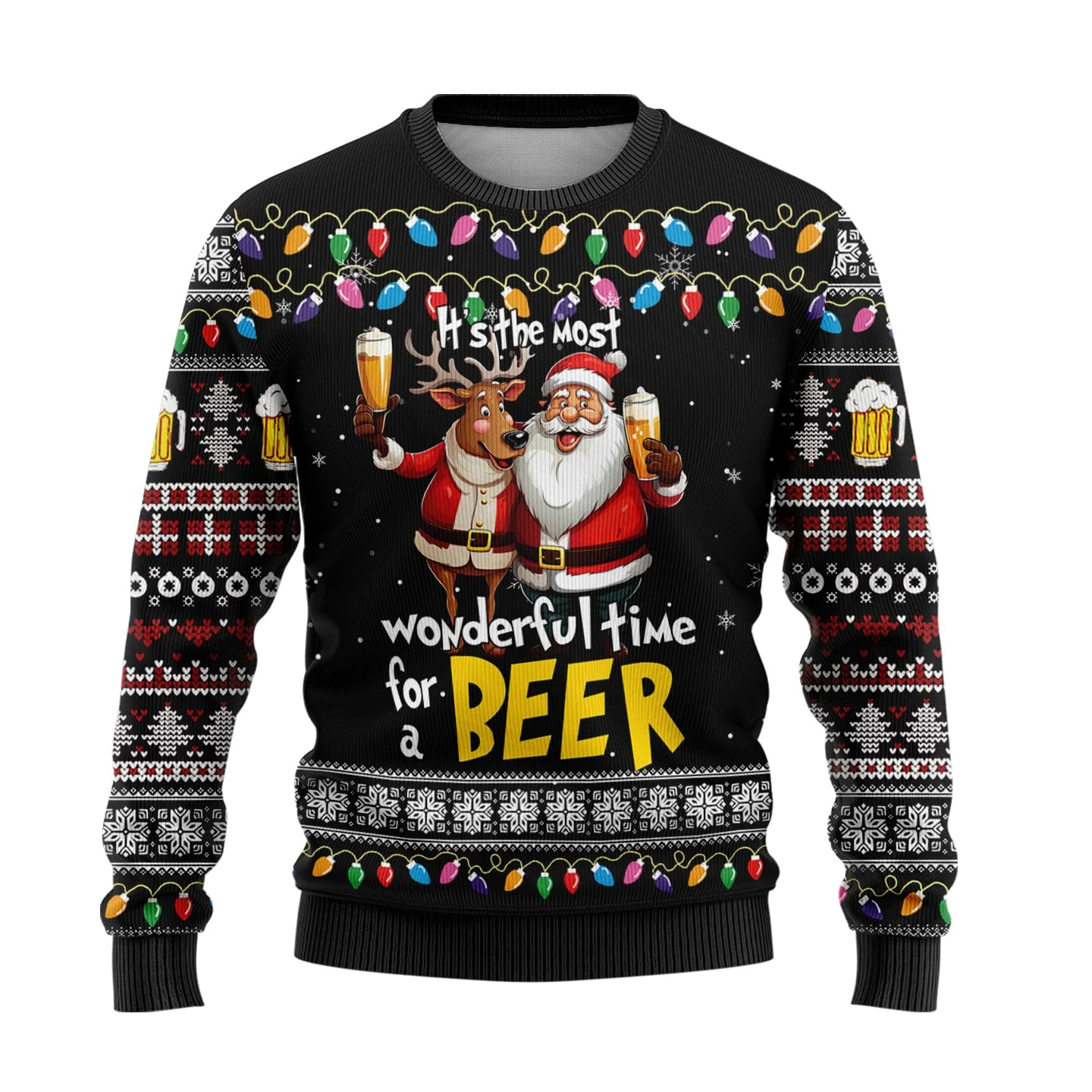 Divertente birra Babbo Natale grafico brutto maglione di Natale 2026 Beer Party maglioni unisex felpa felice regalo di capodanno pullover