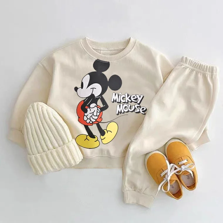 Disney Hoodies Baby Unisex zweiteilige Sets Cartoon Print Langarm Tops Hosen Anzug Kleinkind Jungen lässig Sweatshirts Outfits