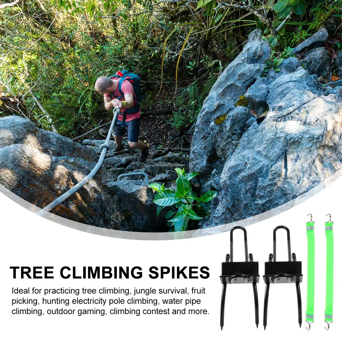 Tree Climbing Tool Spikes Shoes for Boots 100kg Carbon Steel Pole Climbing Stairs Practice Survival Hunting Essential Equipment
