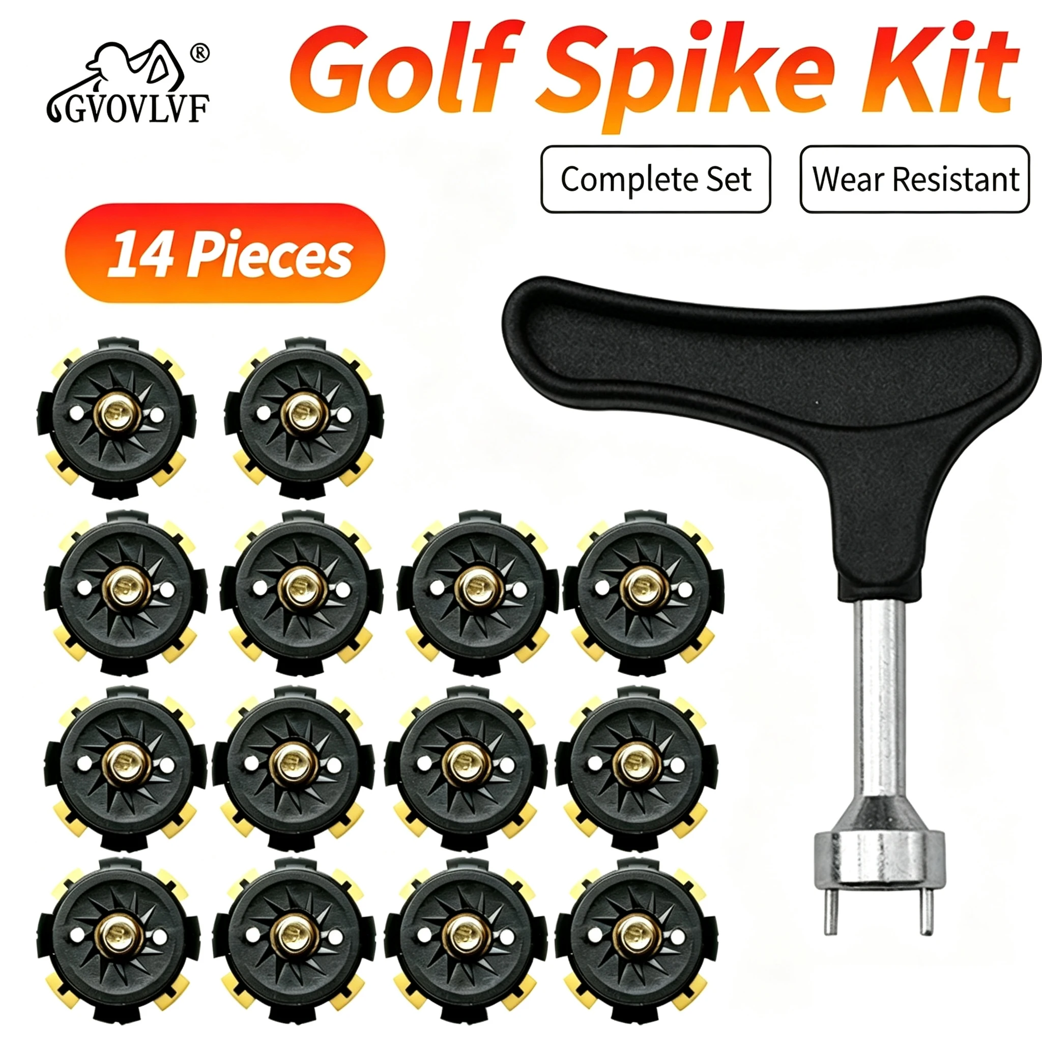 Golf Shoe Studs GOLF Shoe Studs 14 Pieces Set Cross Shaped Metal Spiral Studs Wear-Resistant And Durable Nail Remover