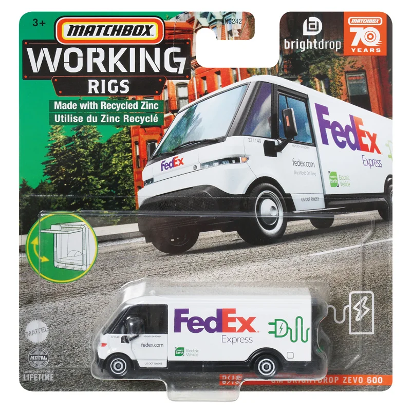 2025 Nowe 100% Oryginalne Auta Matchbox Working Rigs 1/64 FedEX Miniaturowe Samochody 1:64 Modele Aut Odlewane Auta Match Box Matchbox JCY27