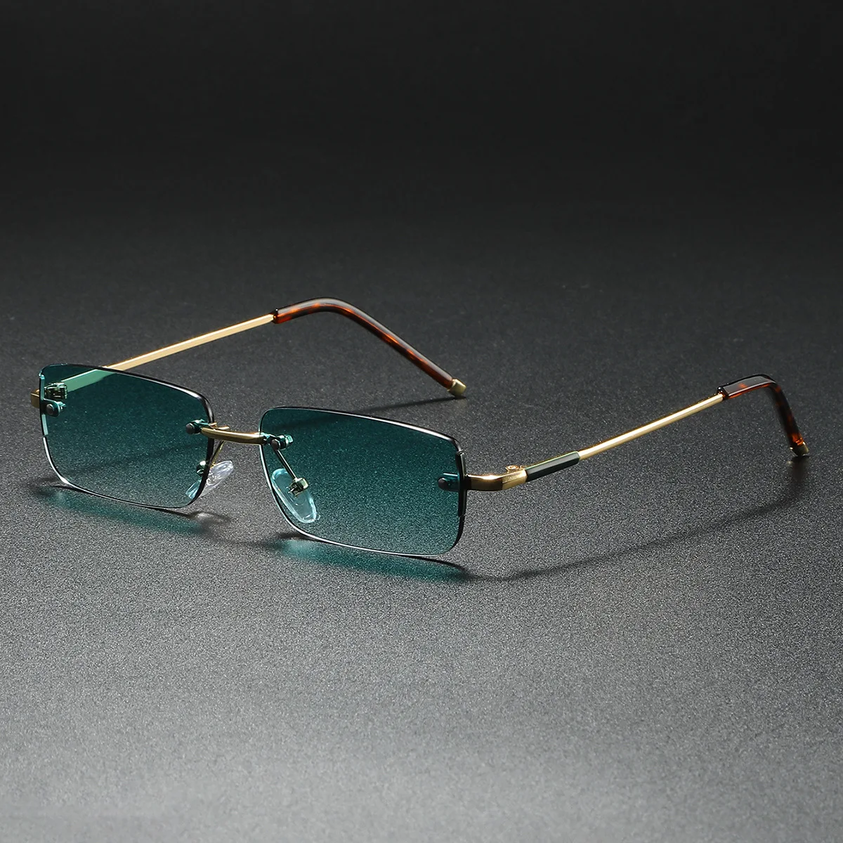 2025, modische kleine Sonnenbrille für Herren, Retro-rechteckige Sonnenbrille, randlos, Markendesigner – Detail 8