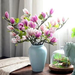 68CM 3D Artificial Magnolia Home Living Room Dining Table Decoration Floral Art Chinese Silk Flower Ornaments