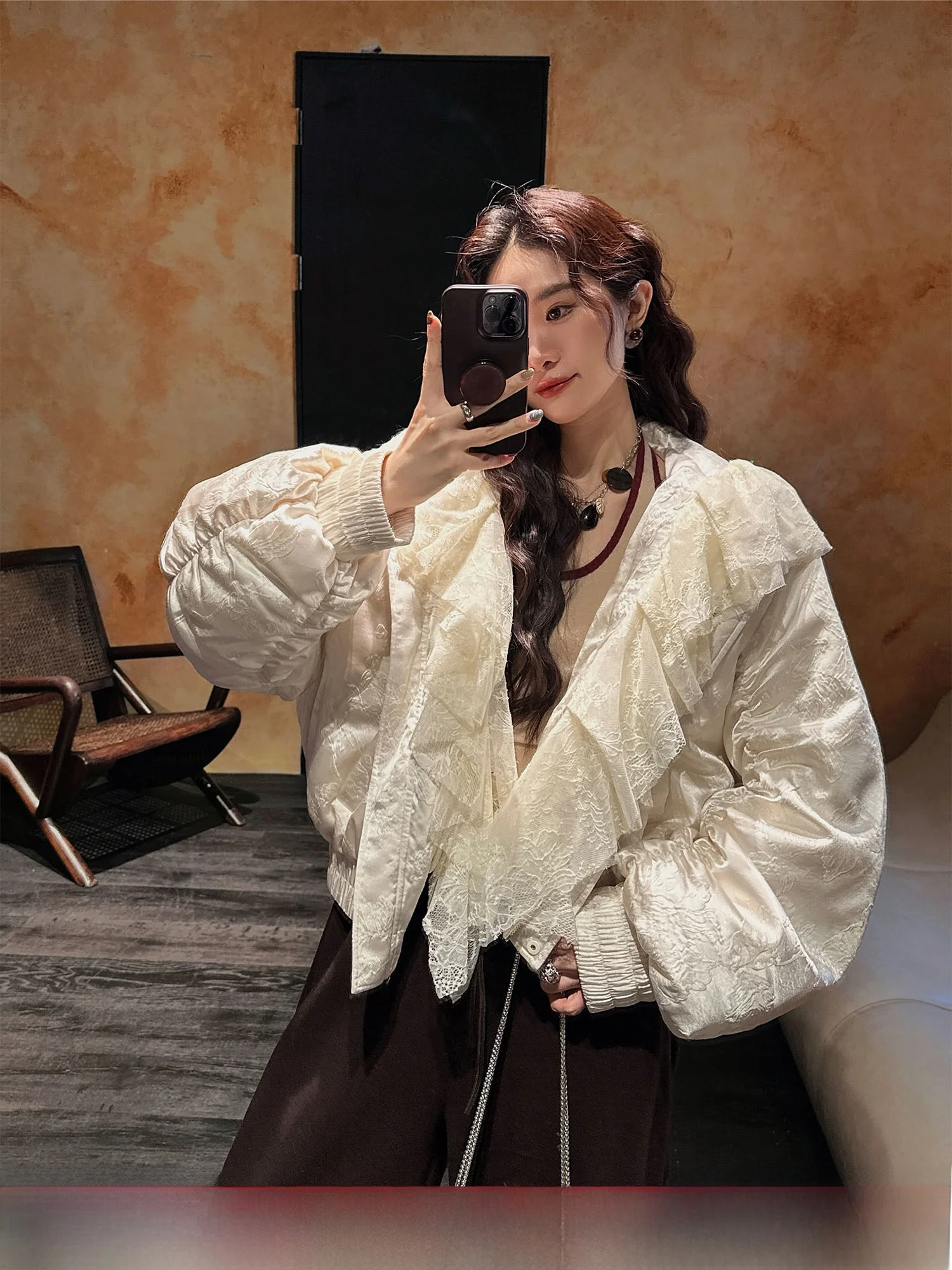 

Sanji Bla Flower ort Printed down Jaet Women's Winter Coat New Chinese Sle Commute Sle 90% White Du down Filling