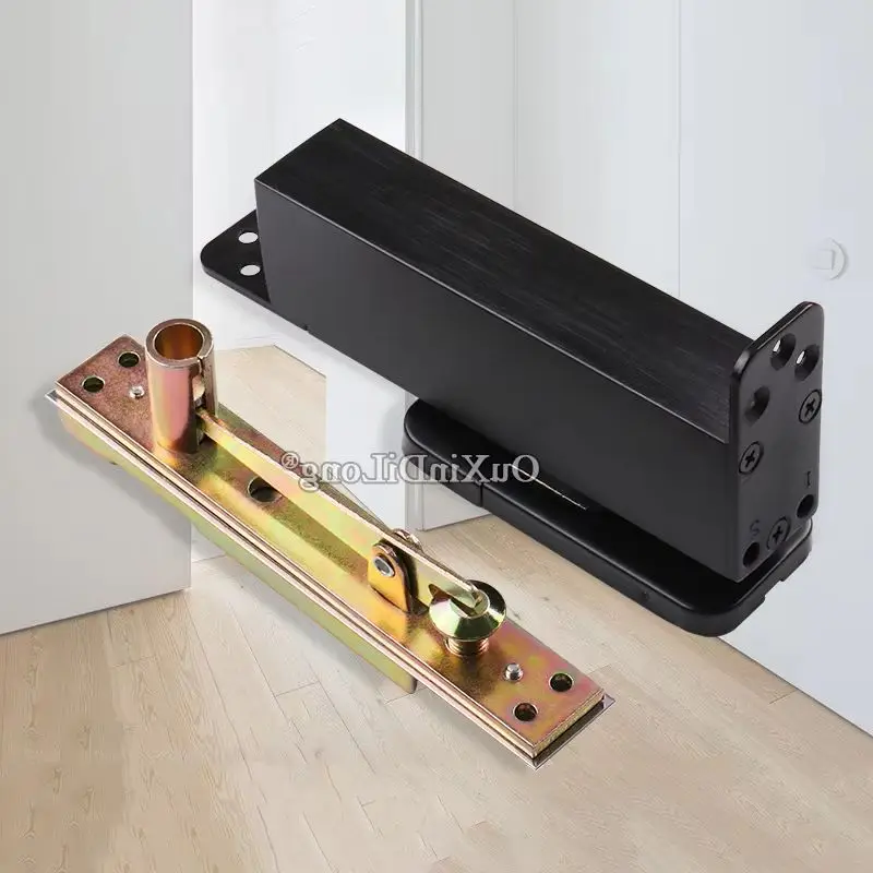 

HOT 2Sets Heavy Duty Door Pivot Hinges Hydraulic Buffer Auto Close Invisible Hidden Floor Spring Door Hinges Install Up and Down